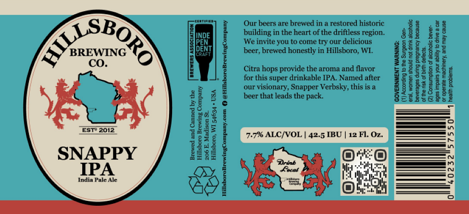 Snappy IPA by Hillsboro Brewing Company