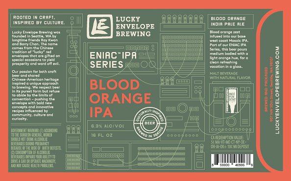 Blood Orange IPA by Lucky Envelope Brewing