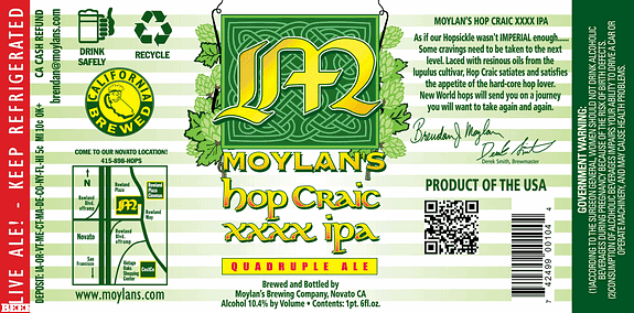 Hop Craic XXXX IPA by Moylan's Brewery & Restaurant