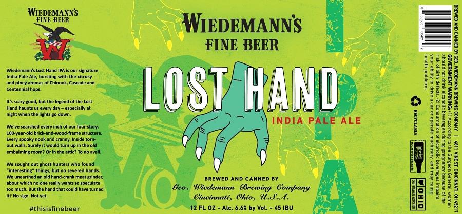 Lost Hand IPA by Wiedemann Brewing Co, LLC