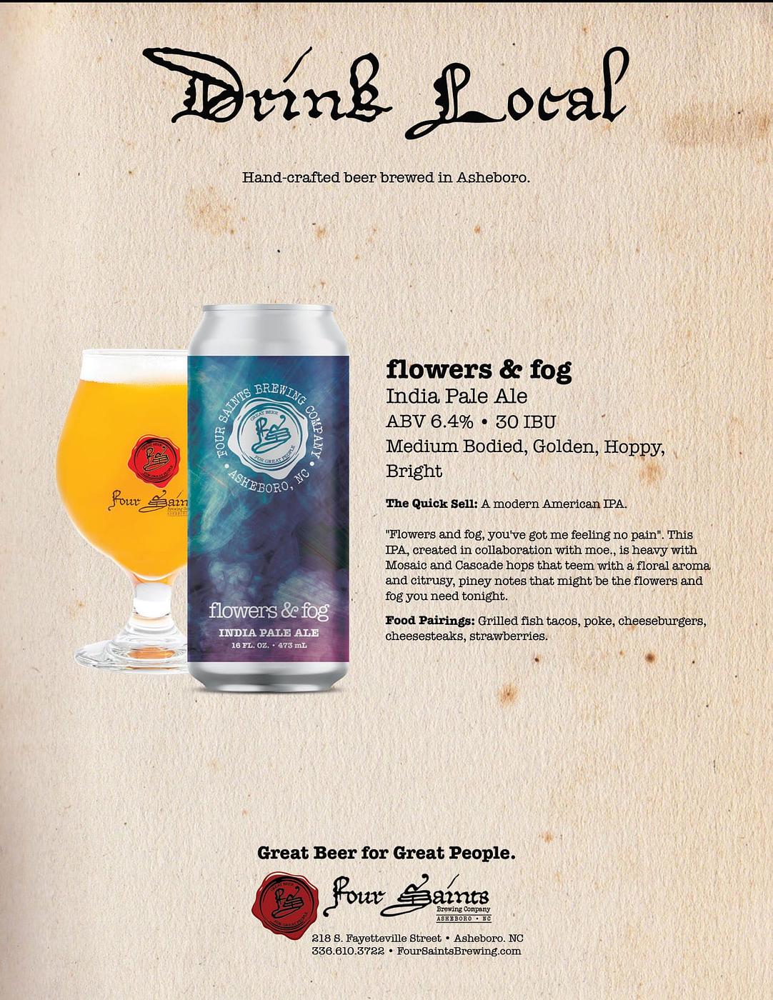 flowers & fog IPA by Four Saints Brewing