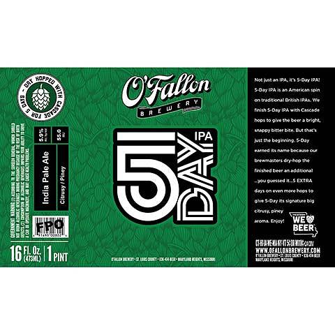 O'Fallon 5 Day IPA by Urban Chestnut Brewing Co