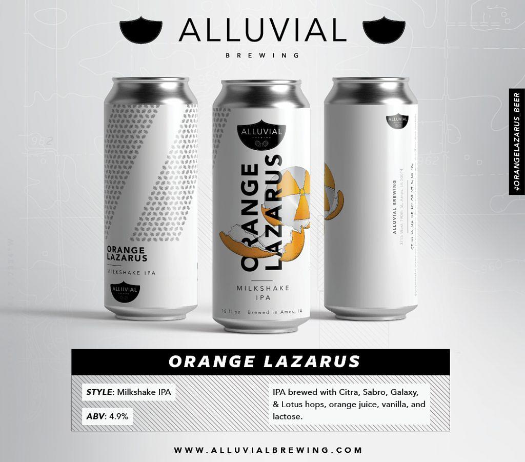 Orange Lazarus Milkshake IPA by Alluvial Brewing Company