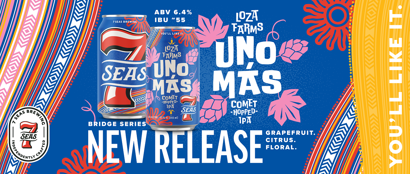 Uno Mas Loza Farms Comet-Hopped IPA by 7 Seas Brewing Co